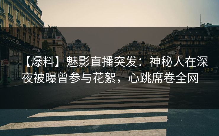 【爆料】魅影直播突发：神秘人在深夜被曝曾参与花絮，心跳席卷全网
