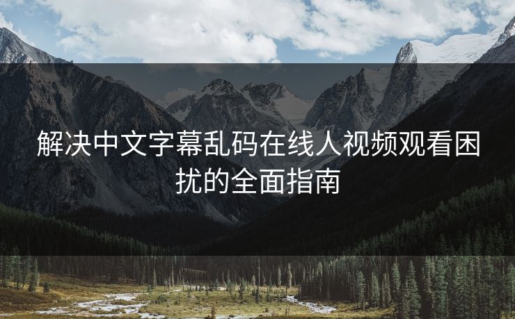 解决中文字幕乱码在线人视频观看困扰的全面指南