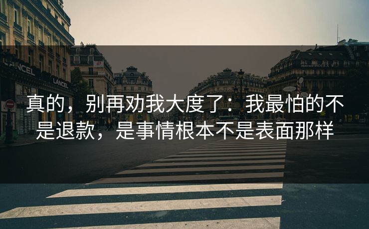 真的,别再劝我大度了:我最怕的不是退款,是事情根本不是表面那样